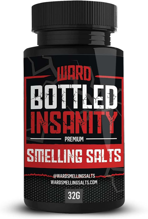 Ward Smelling Salts - Bottled Insanity XL - 32g - Ammonia Inhalant Insanely - Smelling Salt for Athletes - Powerlifting Hockey Football Weight Lifting and More