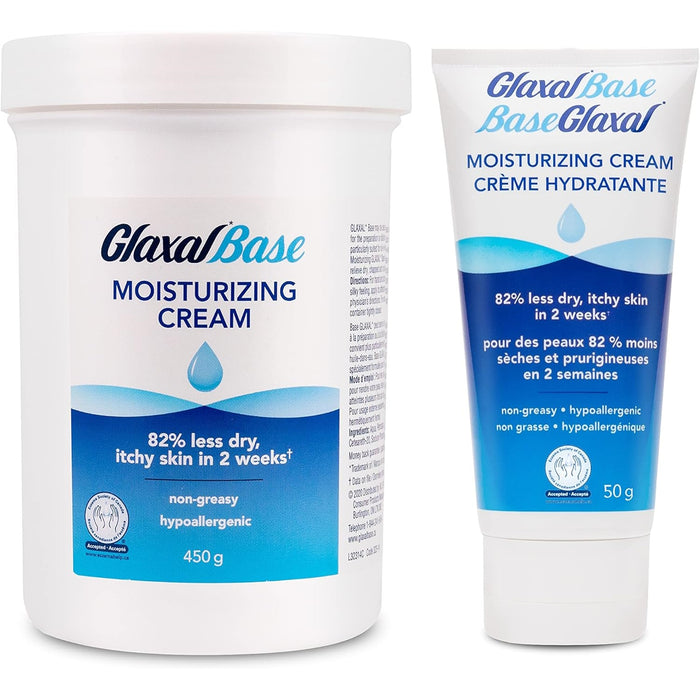 Glaxal Base Moisturizing Cream Bundle for Eczema Relief, Itchy, and Dry Skin - 450g + 50g / 15.9 + 1.7 Oz [Skincare]