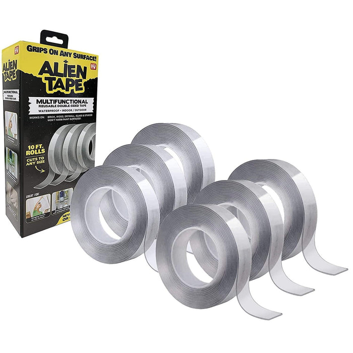 Alien Tape Double Sided Reusable Washable Transparent Multi-Purpose Adhesive Tape - 6 Pack [House & Home]