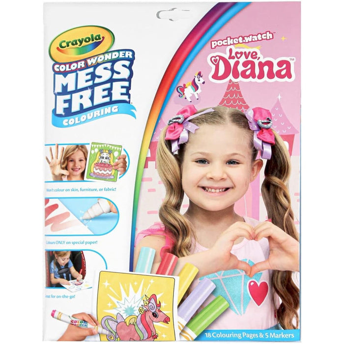 CRAYOLA Colour Wonder Love Diana, Mess Free Colouring Pages With 5 Markers Included, 23 Piece Set
