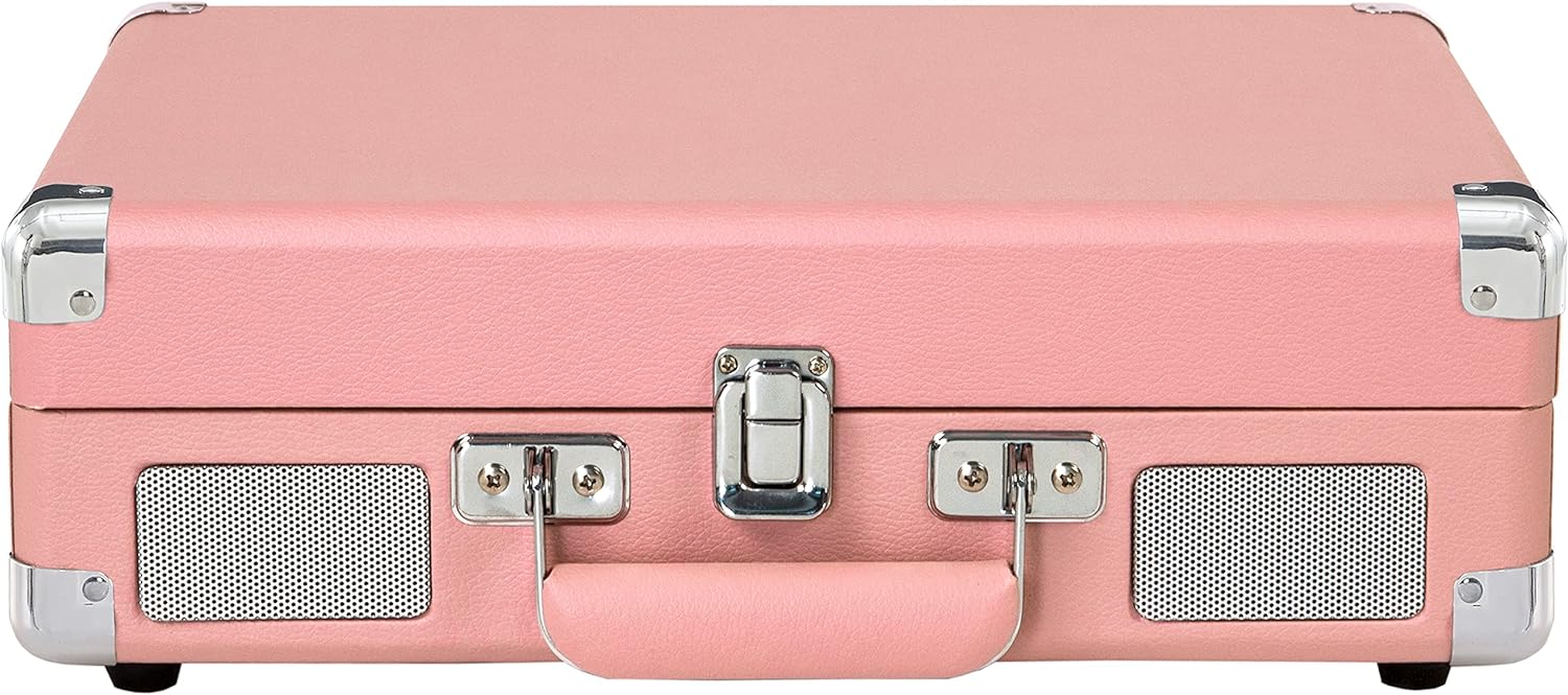 Crosley Cruiser Deluxe Vintage 3-Speed Bluetooth Suitcase Vinyl Record Player Turntable - Blush - CR8005E-BH [Electronics]