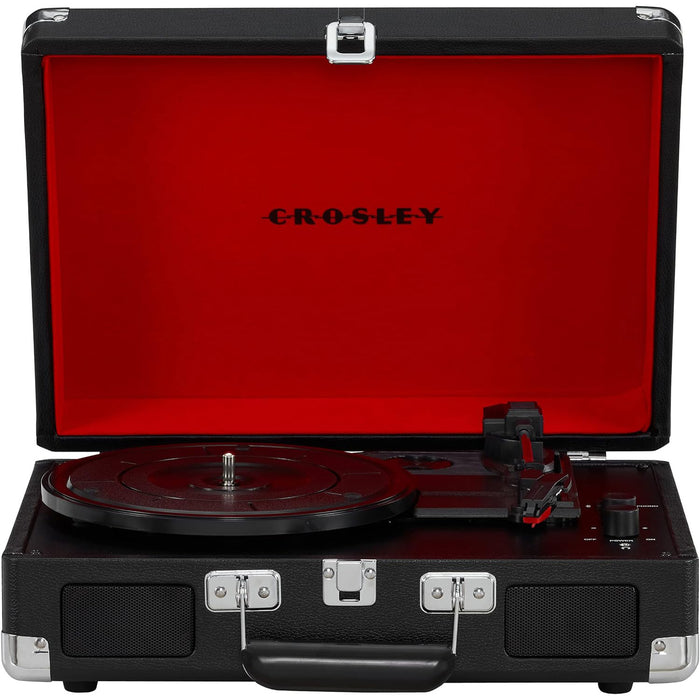 Crosley Cruiser Plus Vintage 3-Speed Bluetooth in/Out Suitcase Vinyl Record Player Turntable - Black/Red - CR8005F-BK [Electronics]