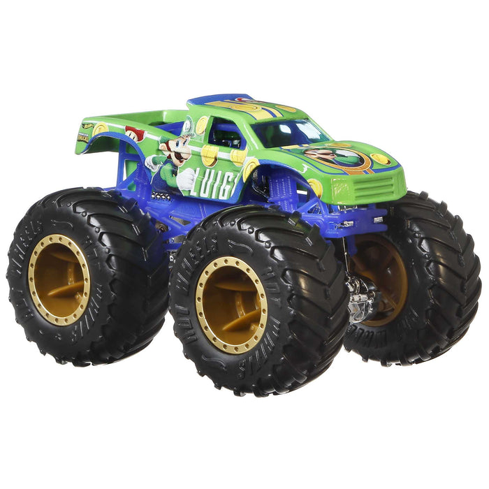 Hot Wheels Monster Trucks 1:64 Super Mario Themed Vehicle - Luigi [Toys, Ages 3+]