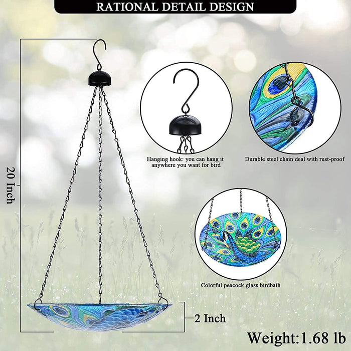 Outdoor Hanging Glass Bird Feeder - Peacock - 11 Inch [Sports & Outdoors]