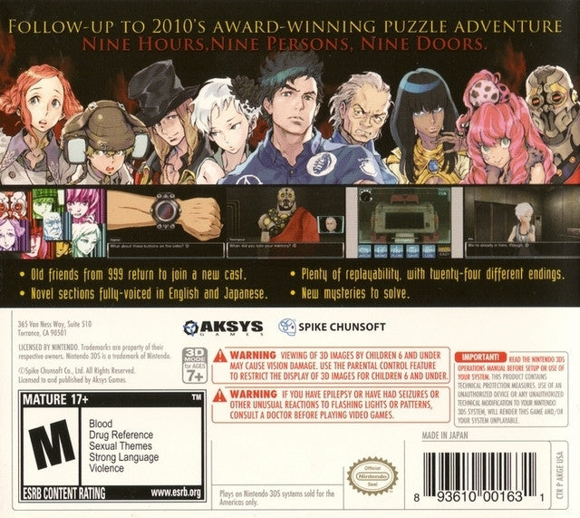 Zero Escape: Virtue's Last Reward [Nintendo 3DS]