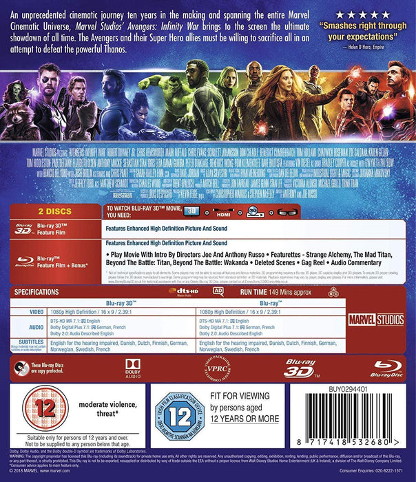 Marvel's Avengers: Infinity War [3D + 2D Blu-Ray]