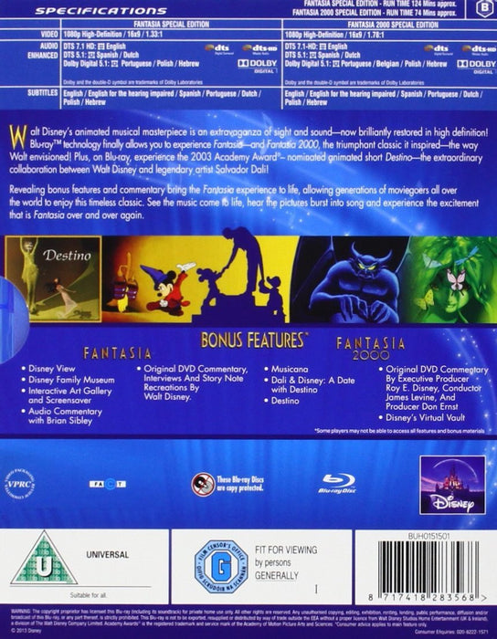 Disney's Fantasia & Fantasia 2000 [Blu-Ray 2-Movie Collection]