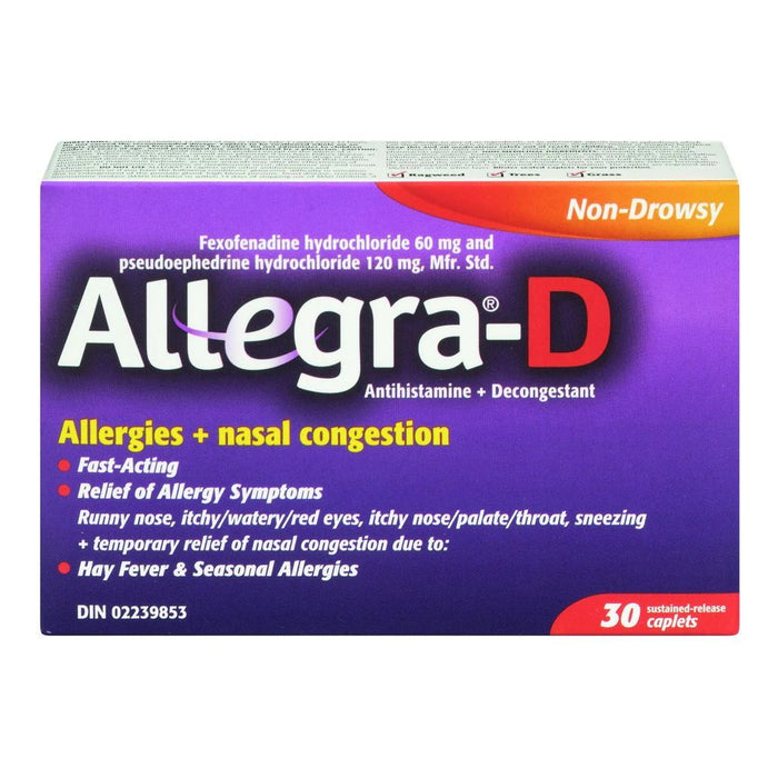 Allegra D 12 Hour Allergy Nasal Congestion Tablets - 30 Caplets [Healthcare]