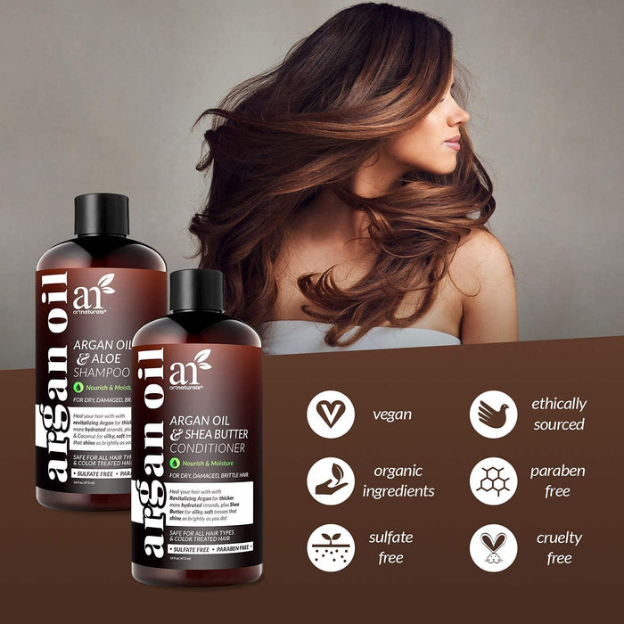Artnaturals Organic Moroccan Argan Oil Shampoo and Conditioner Set - 2x 473mL / 16 Fl Oz [Hair Care]