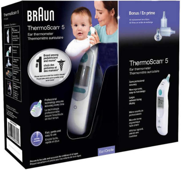 Braun ThermoScan 5 Ear Thermometer w/ 40 Extra Lens Filters [Healthcare]