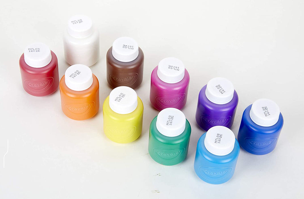 Crayola Washable Kids Paint Classic Colors 10-Count - 59mL / 2 fl oz [Toys, Ages 3+]