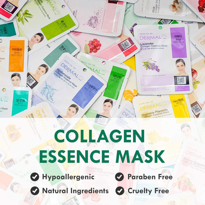 Dermal Korea Collagen Essence Full Face Facial Mask Sheet - 16-Count Combo Pack [Skincare]