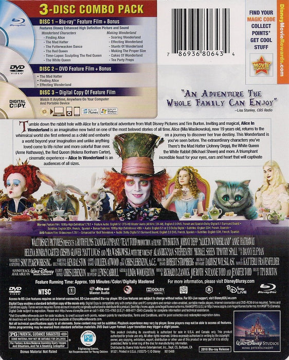 Disney's Alice in Wonderland - Live Action - Limited Edition SteelBook [Blu-ray + DVD + Digital]