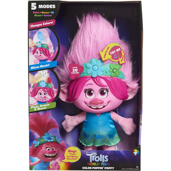 DreamWorks Trolls World Tour: Color Poppin’ Poppy Plush Fashion Doll [Toys, Ages 3+]