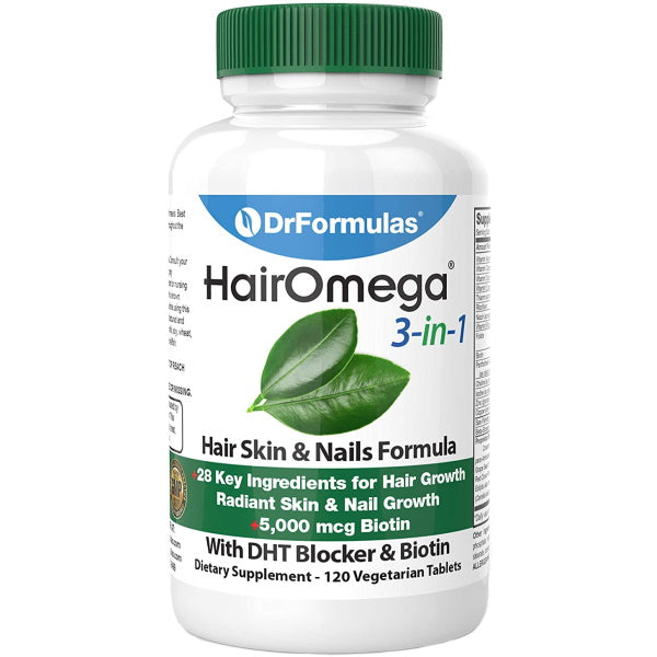 DrFormulas HairOmega 3-in-1 Hair Growth Vitamins with DHT Blocker & Biotin - 120 Pills [Healthcare]