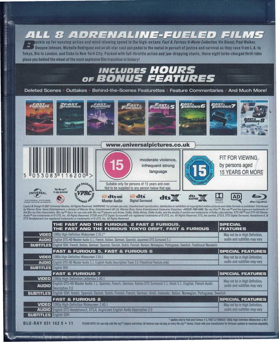 Fast & Furious: 8-Movie Collection [Blu-Ray Box Set]