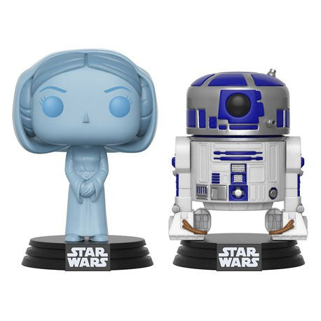 Funko POP! Star Wars: Holographic Princess Leia + R2-D2 - SDCC Exclusive [Toys, Ages 3+, 2-Pack]