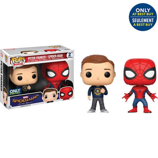 Funko POP! Spider-Man Homecoming: Peter Parker + Spider-Man Best Buy Exclusive [Toys, Ages 3+, 2-Pack]