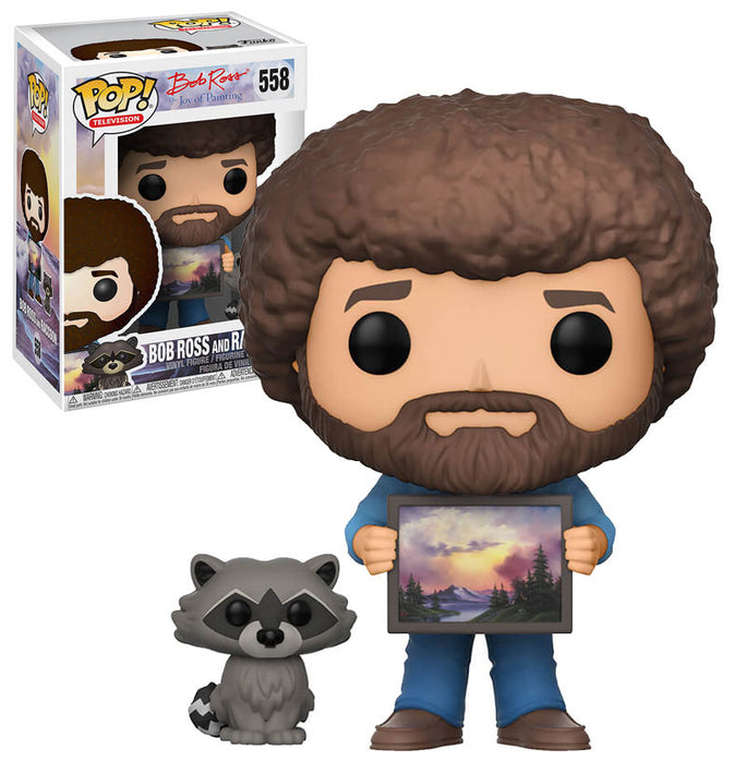 Funko POP! Television - The Joy of Painting: Bob Ross with Raccoon Vinyl Figure [Toys, Ages 3+, #558]