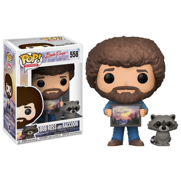 Funko POP! Television - The Joy of Painting: Bob Ross with Raccoon Vinyl Figure [Toys, Ages 3+, #558]