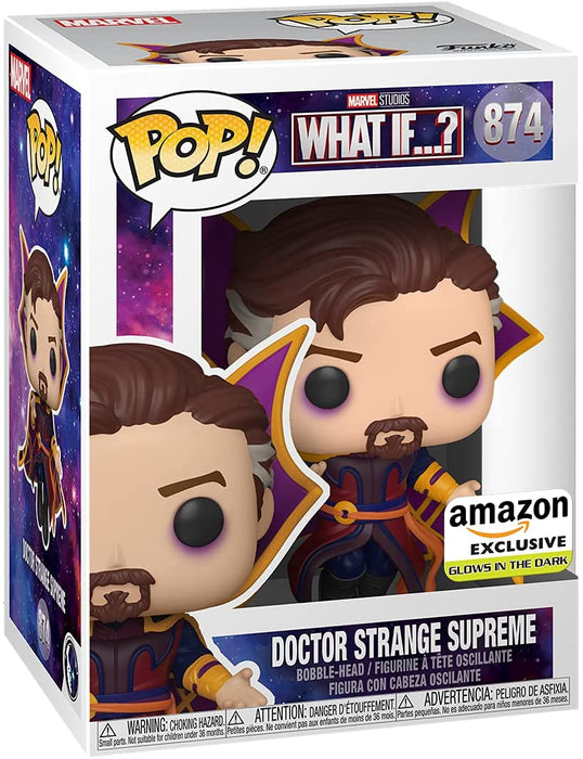 Funko POP! Marvel: What If? - Doctor Strange Supreme Vinyl Bobble-Head - Glow in The Dark Amazon Exclusive Edition [Toys, Ages 3+, #874]