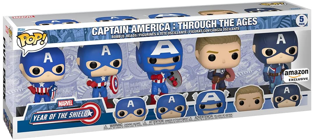 Funko POP! Marvel: Year of The Shield - Captain America Through The Ages - 5 Pack [Toys, Ages 3+]