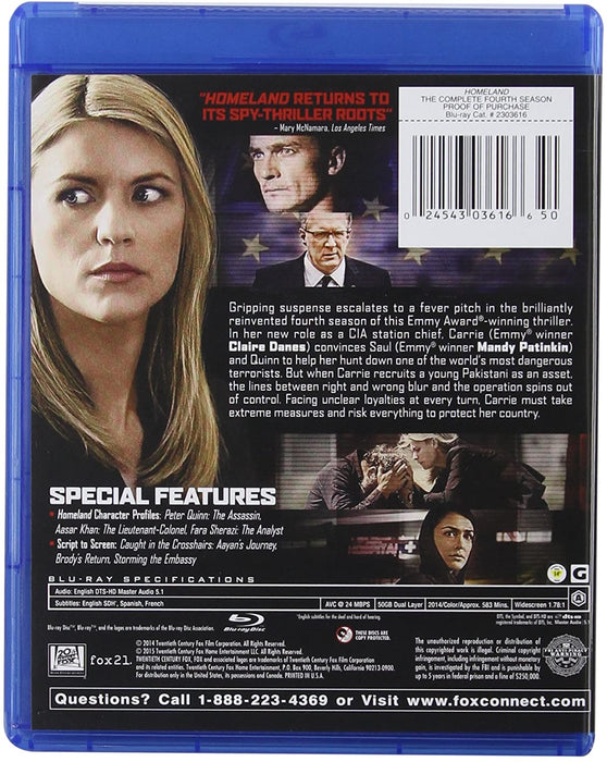 Homeland: The Complete Fourth Season [Blu-Ray Box Set]