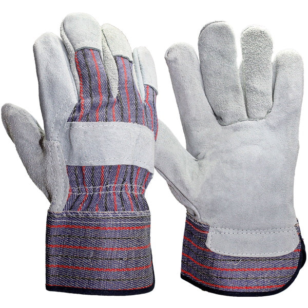 Hyper Tough Split Leather Palm Gloves with Safety Cuff - 2-Pairs [House & Home]
