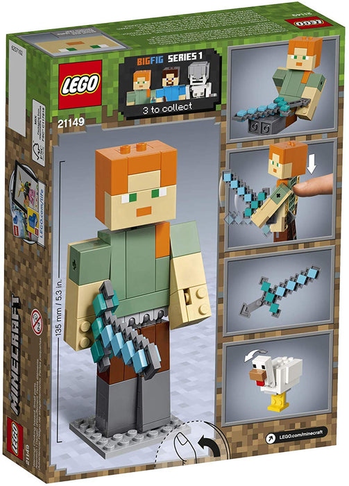 LEGO Minecraft: Alex BigFig with Chicken - 160 Piece Building Kit [LEGO, #21149]