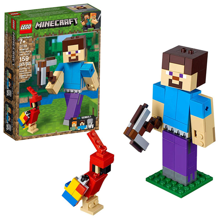 LEGO Minecraft: Steve BigFig with Parrot - 159 Piece Building Kit [LEGO, #21148]