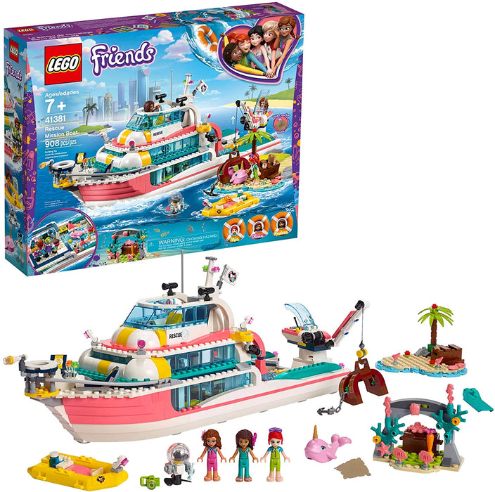LEGO Friends: Rescue Mission Boat  - 908 Piece Building Kit [LEGO, #41381, Ages 7+]