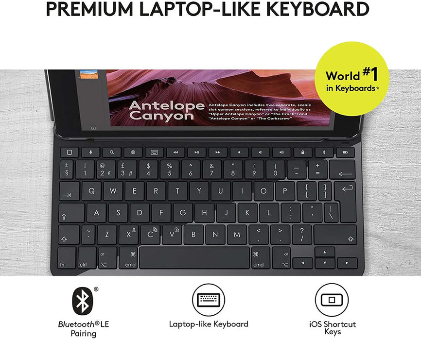 Logitech Slim Folio with Integrated Bluetooth Keyboard for iPad (5th and 6th Generation) - Black [Electronics]