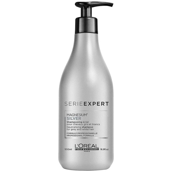 L'Oreal Professionnel Serie Expert Silver Magnesium Neutralising Shampoo for Grey and White Hair - 500mL / 16.9 Fl Oz [Hair Care]