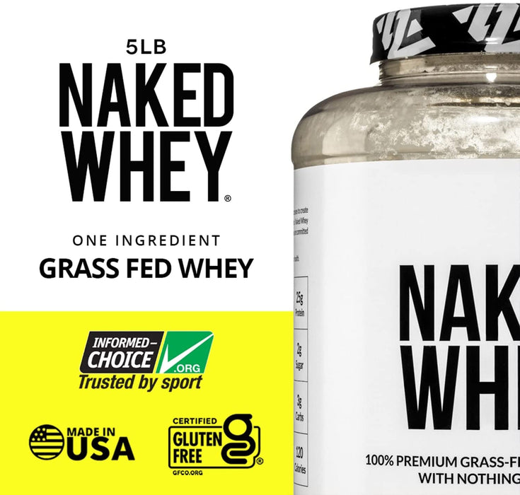 Naked Whey 100% Grass Fed Unflavored Whey Protein Powder - 76 Servings - 5 lbs / 2.27 Kg [Snacks & Sundries]