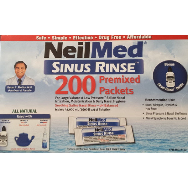 NeilMed Sinus Rinse - 200 Packets with Bonus Rinse Bottle [Healthcare]