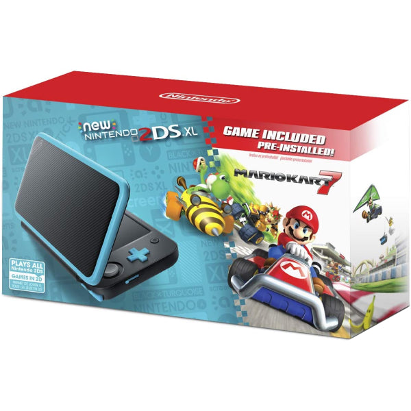 NEW Nintendo 2DS XL Console - Black + Turquoise - Includes Mario Kart 7 [NEW Nintendo 2DS System]