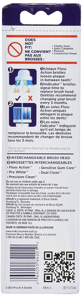 Oral-B Floss Action Electric Toothbrush Replacement Heads - 3-Count Refill [Personal Care]