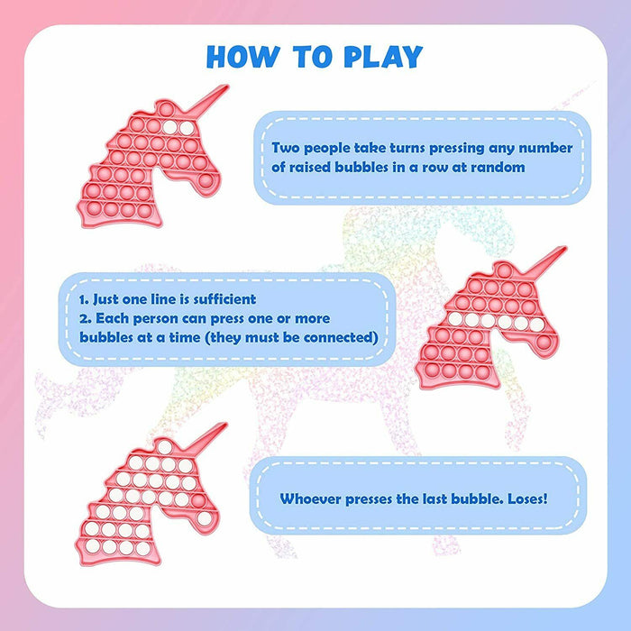 Pink Unicorn Push Pop Bubble Fidget Toy
