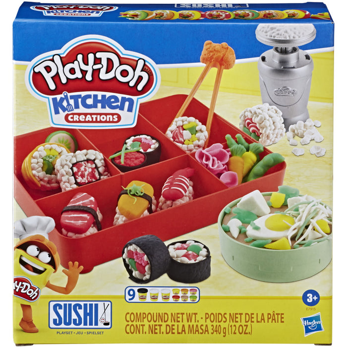 Play-Doh Kitchen Creations: Sushi Play Food Set with Bento Box and 9 Non-Toxic Play-Doh Cans [Toys, Ages 3+]