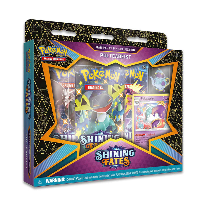 Pokemon TCG: Shining Fates Mad Party Pin Collection Box - Bunnelby/Polteageist/Dedenne/Galarian Mr. Rime