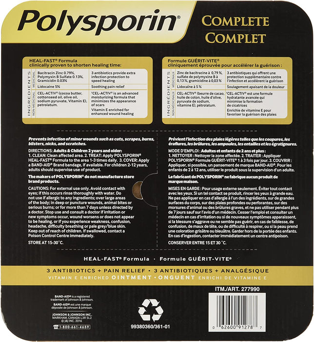 Polysporin Complete Antibiotic Ointment Heal-Fast Formula - 30g - 2 Pack [Healthcare]