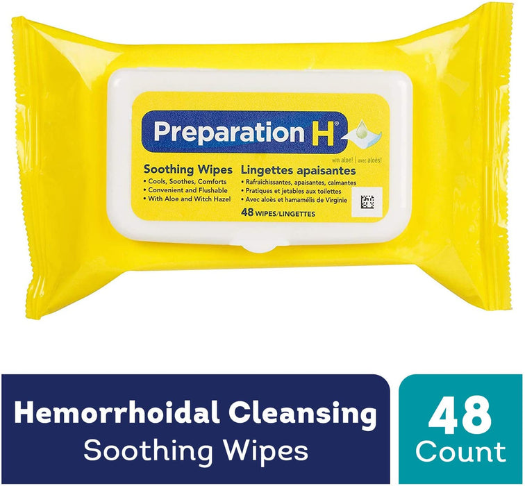 Preparation H Soothing Wipes for Hemorrhoid Cleansing with Aloe and Witch Hazel - Flushable - 48-Count [Healthcare]