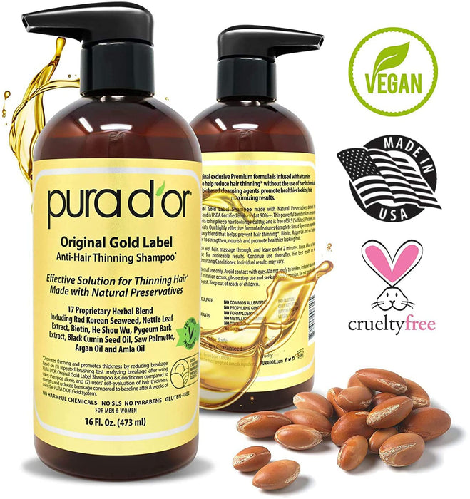 Pura D'or Biotin Original Gold Label Anti-Thinning Shampoo & Conditioner Set - 473mL / 16 fl oz [Personal Care]