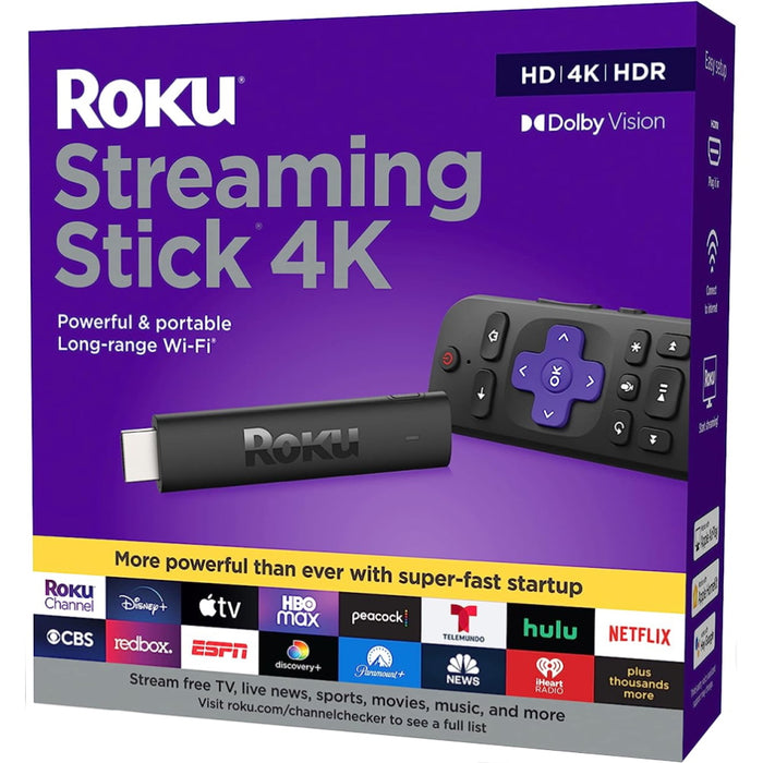 Roku Streaming Stick 4K - Streaming Device 4K/HDR/Dolby Vision with Roku Voice Remote and TV Controls - 3820R [Electronics]