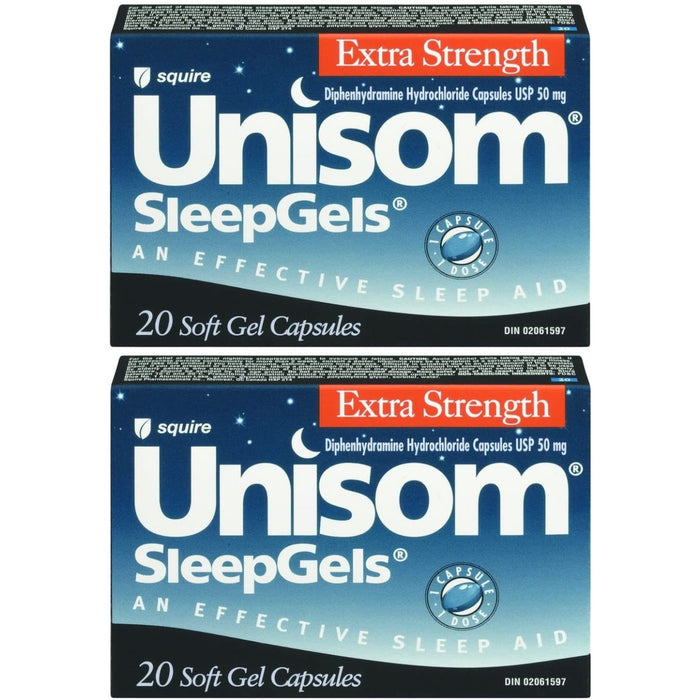 Unisom Sleep Gels Extra Strength - 2 Pack - 40 Capsules [Healthcare]