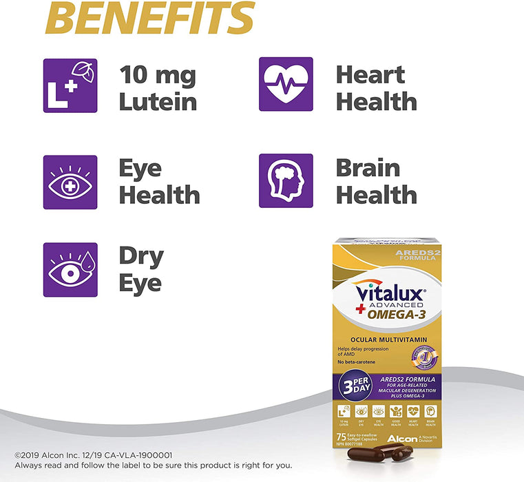 Vitalux Advanced + Omega-3 Ocular Multivitamin - 135 Softgel Capsules [Healthcare]